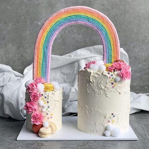 Uneven Pastel Rainbow Cake Topper