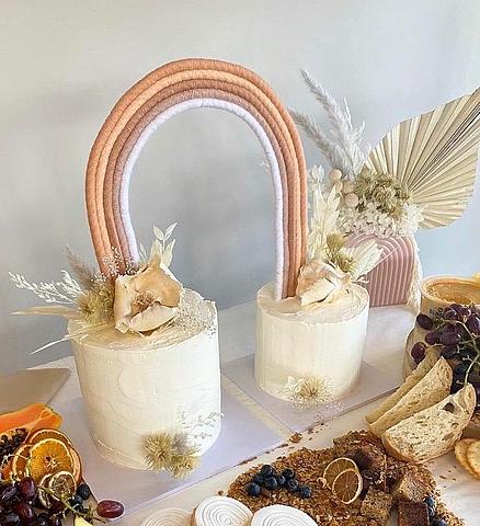 Uneven Earthy Rainbow Cake Topper
