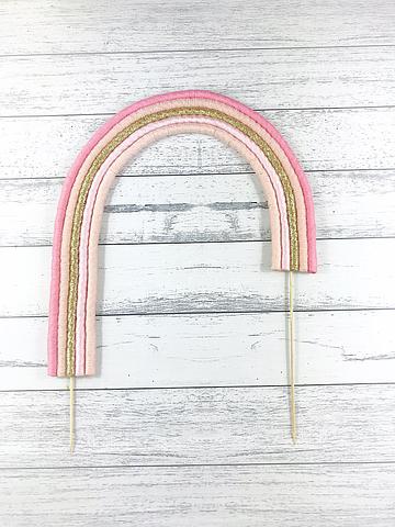 Uneven Rose Gold Rainbow Cake Topper